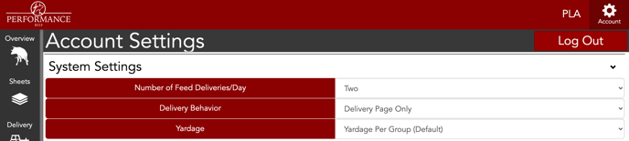 Yardage Per Pen System Settings